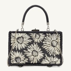 Patrica Nash ‘Lamezia’ Wicker Box Frame Satchel Floral. Silver Chain. 🤩